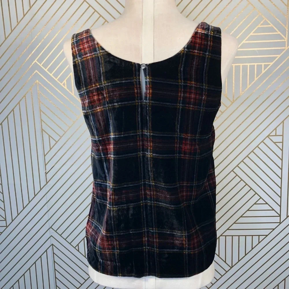 J. Crew Velvet Tank‎ Top in Stewart Tartan Plaid